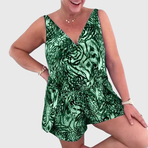Sonja – Ärmlös playsuit med djurmönster