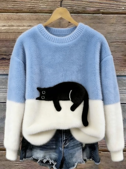 Edla – Oversized tröja med kattmotiv