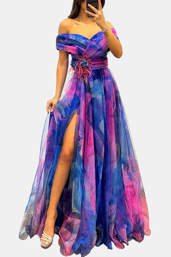Beata – Elegant off-shoulder-maxiklänning