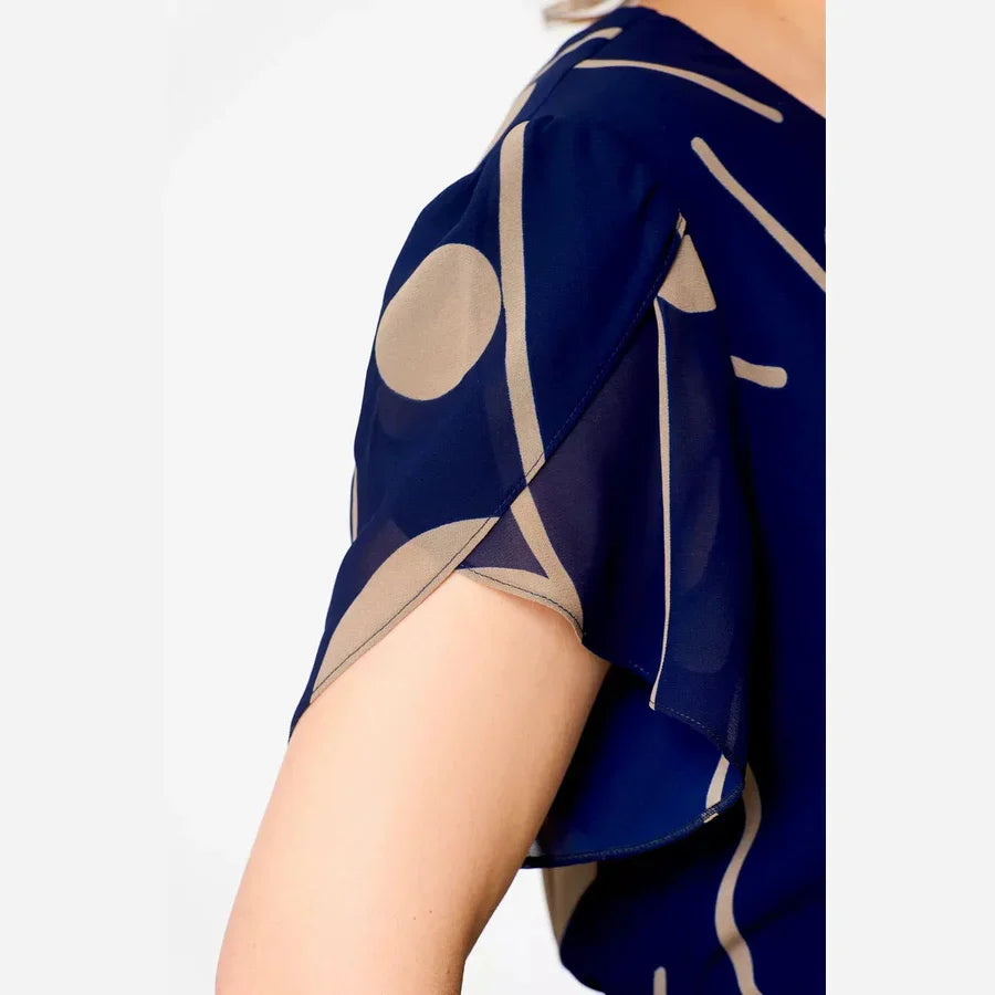 Tove – Mönstrad midiklänning i chiffon
