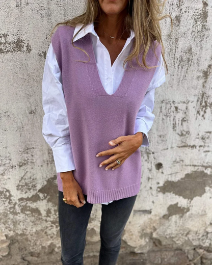 Klara – Mjuk stickad väst för lagerlook