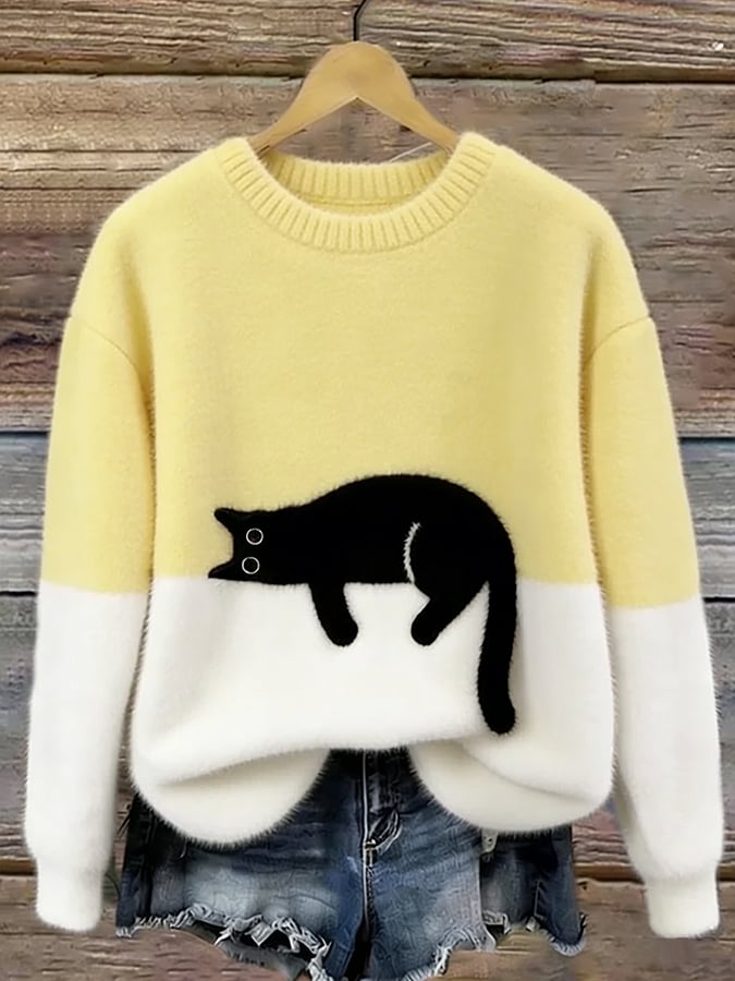 Edla – Oversized tröja med kattmotiv