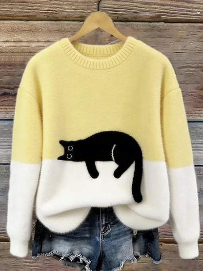 Edla – Oversized tröja med kattmotiv