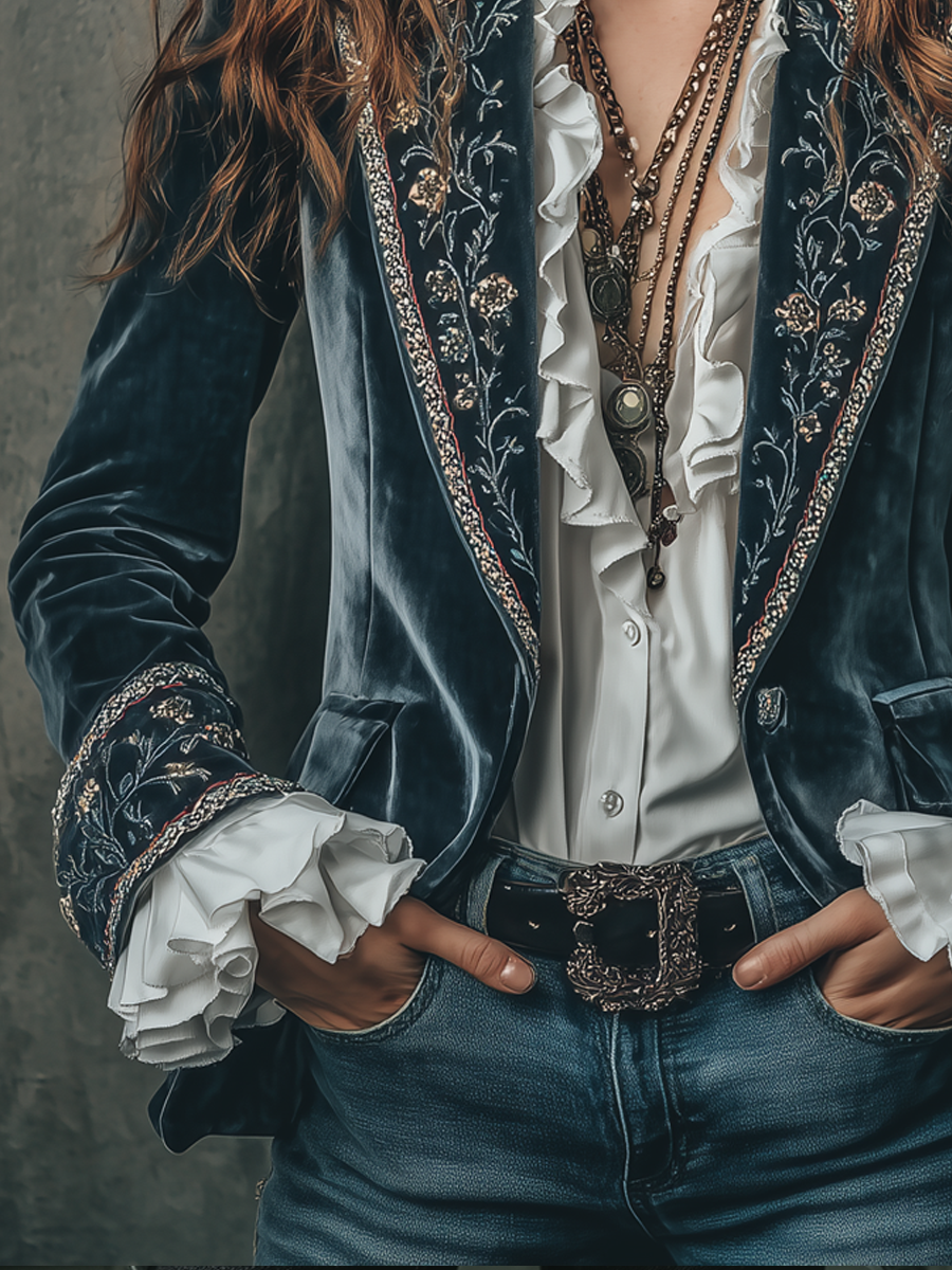 Bodil – Sammetskavaj med broderade detaljer