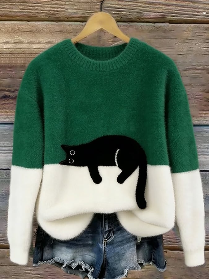 Edla – Oversized tröja med kattmotiv