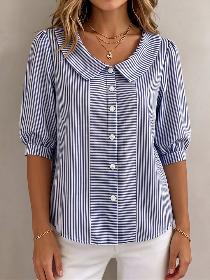 Helga – Randig blus med puffärm