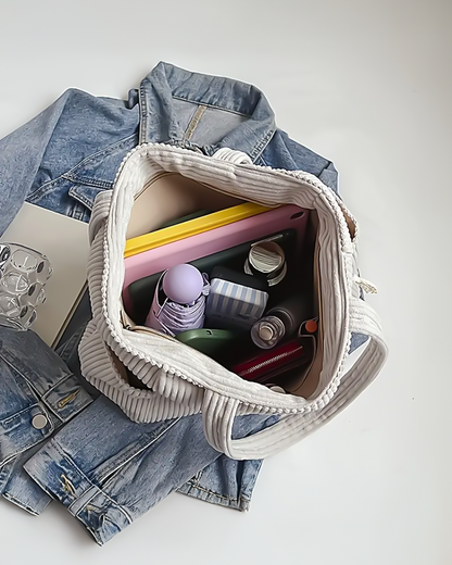 Edit – Ribbad toteväska med snodddetalj