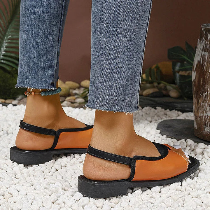 Sigrid – Platta slingback-sandaler med fyrkantig tå