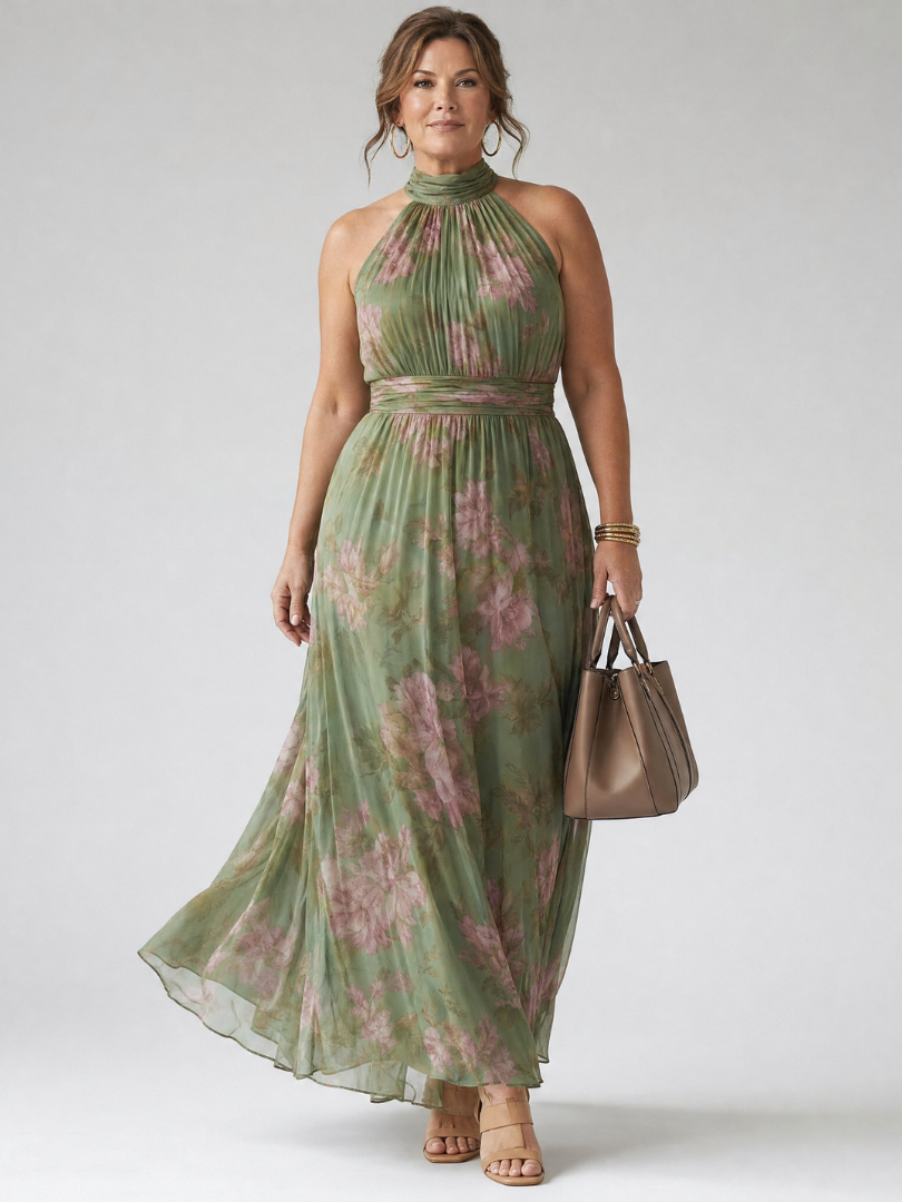Linnea – Samlad halter midi-klänning