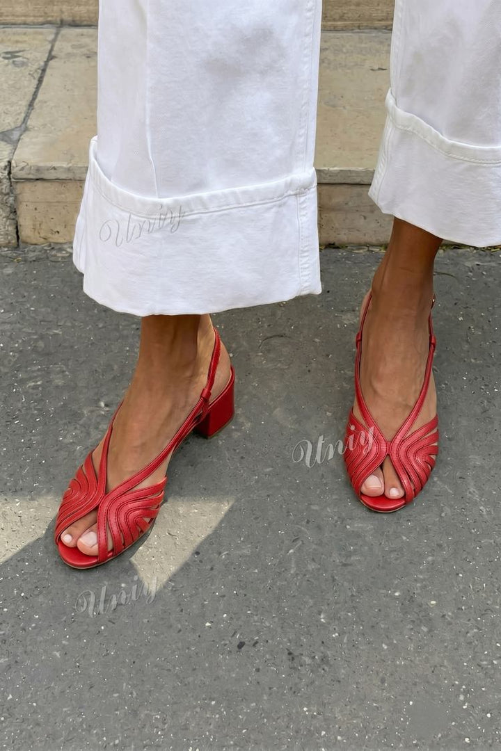 Birgitta – Slingback-sandaler med blockklack och peep toe