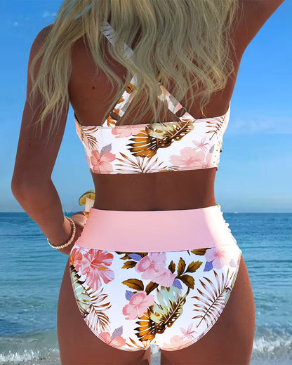 Gun – Blommig bikini med kontrastdetaljer