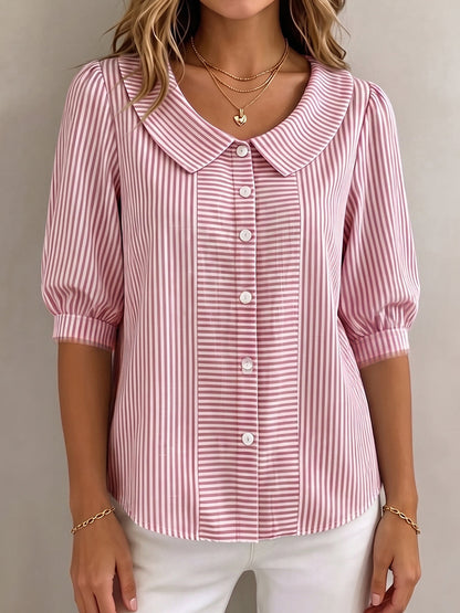 Helga – Randig blus med puffärm