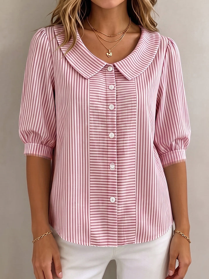 Helga – Randig blus med puffärm