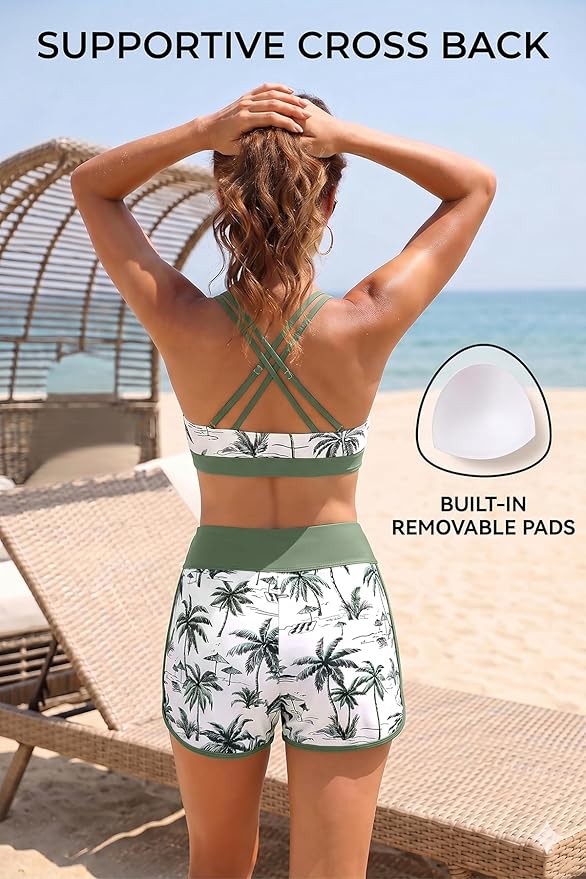 Iris – Treddelat tankini-set med korsrygg