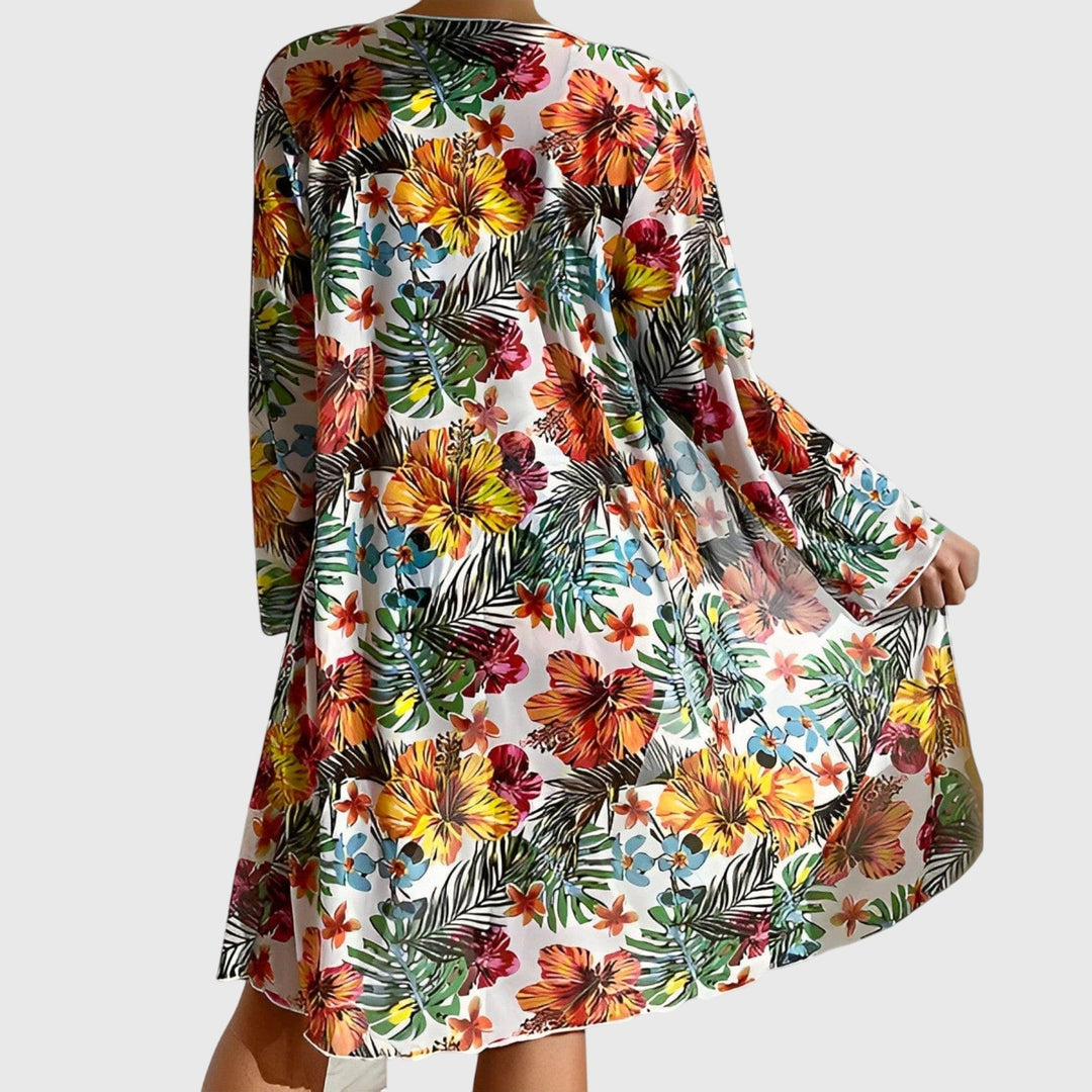 Filippa – Tropiskt bikiniset med strandkappa