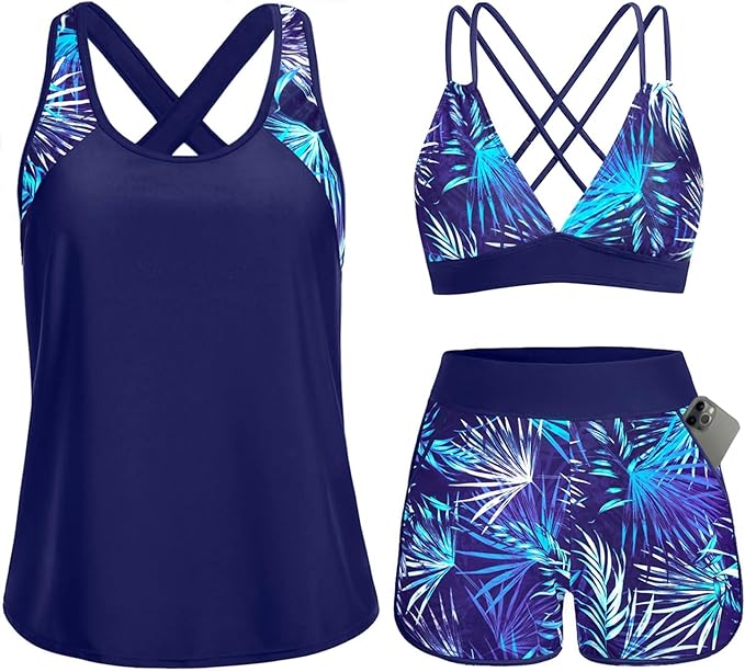 Iris – Treddelat tankini-set med korsrygg