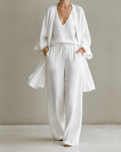 Rigmor – Elegant tredelsset med vida byxor