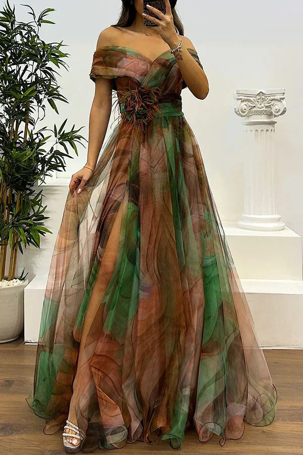 Beata – Elegant off-shoulder-maxiklänning