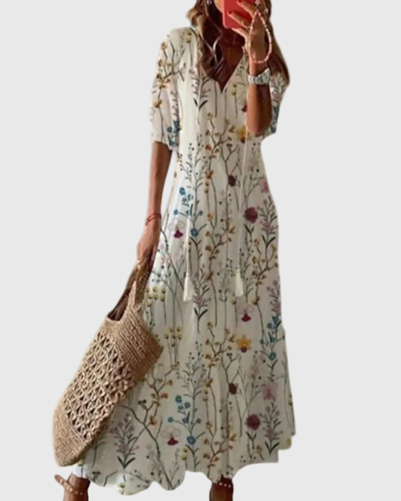 Signe – Boho vintage sommarmaxiklänning