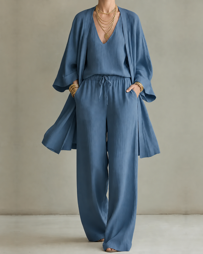 Rigmor – Elegant tredelsset med vida byxor