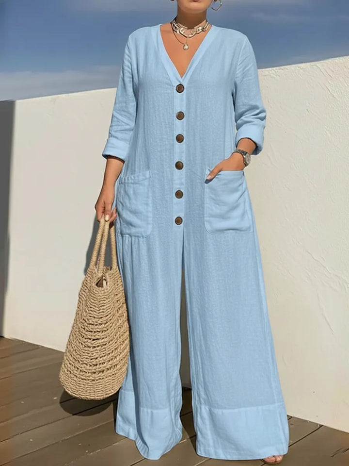 Alma – Avslappnad jumpsuit i linneblandning