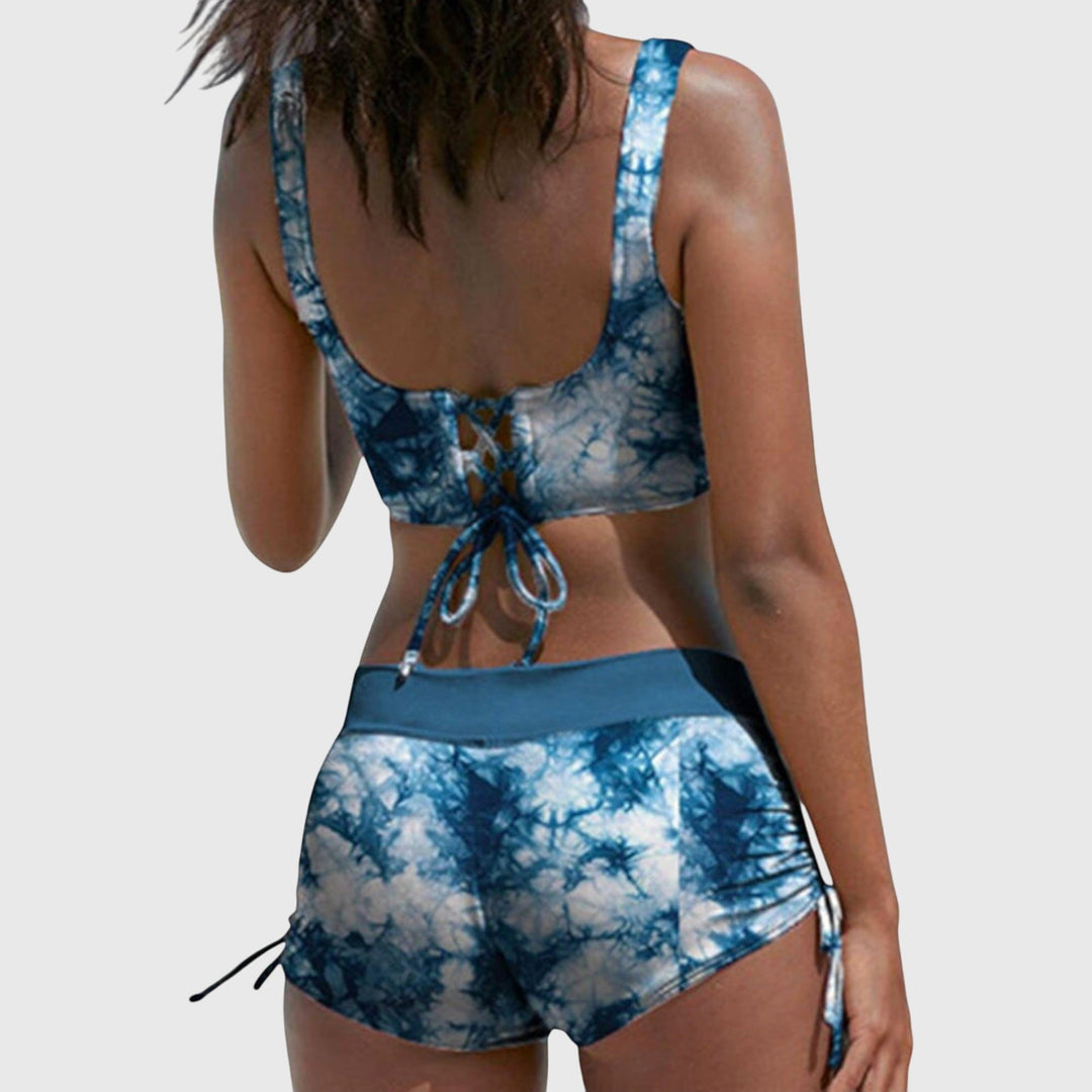 Dagny – Mönstrad bikini med korsad topp