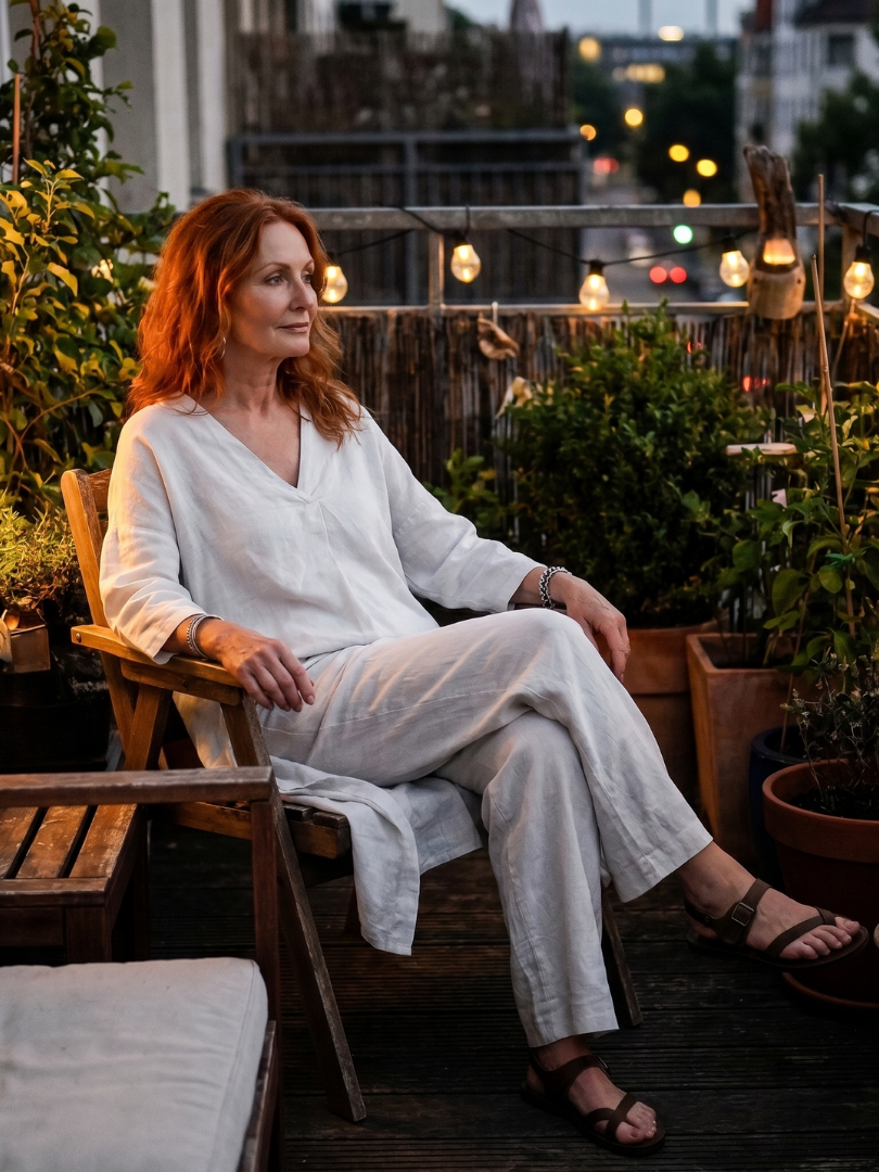 Majken – Linnetunika och vida byxor i set