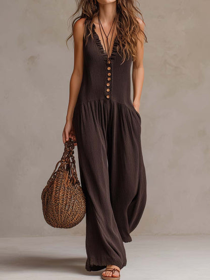 Ylva – Ledig jumpsuit med volangdetaljer