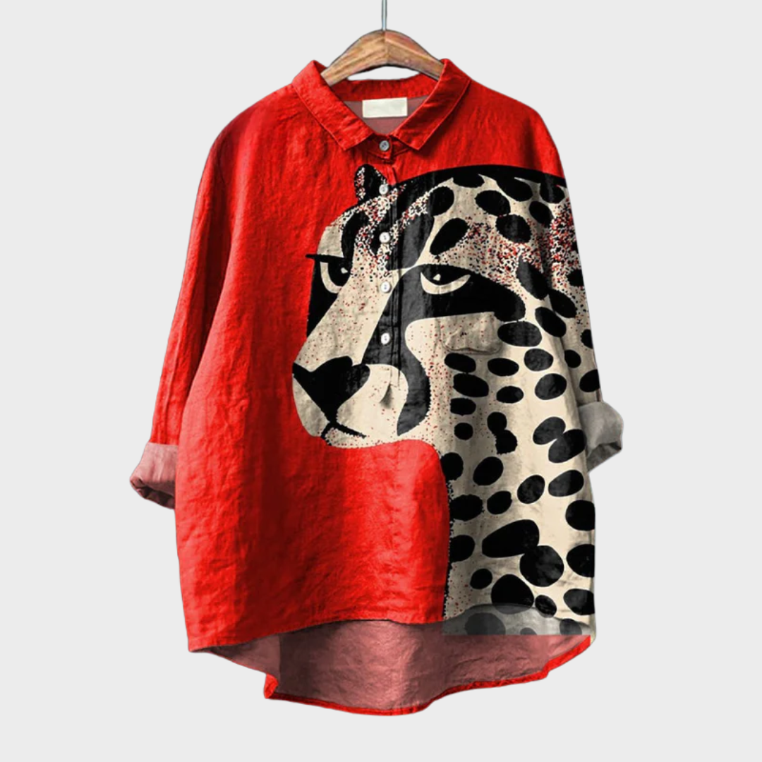Mona – Elegant sommarskjorta med leopardmotiv