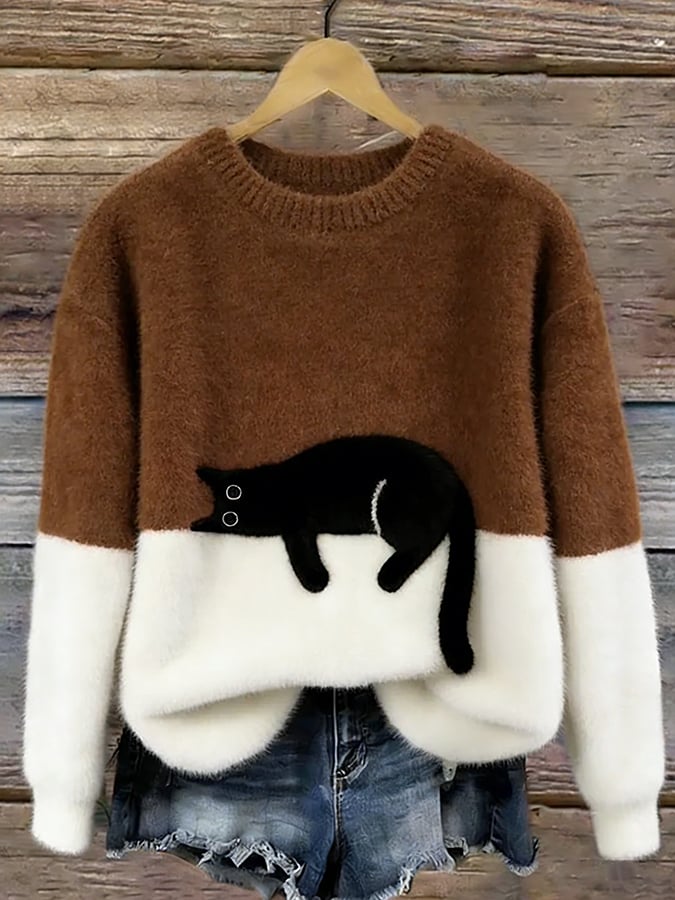 Edla – Oversized tröja med kattmotiv