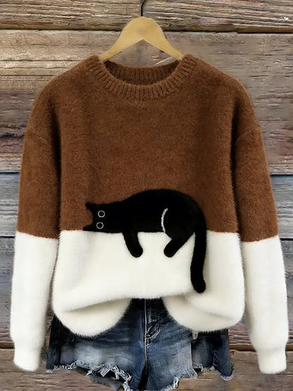 Edla – Oversized tröja med kattmotiv