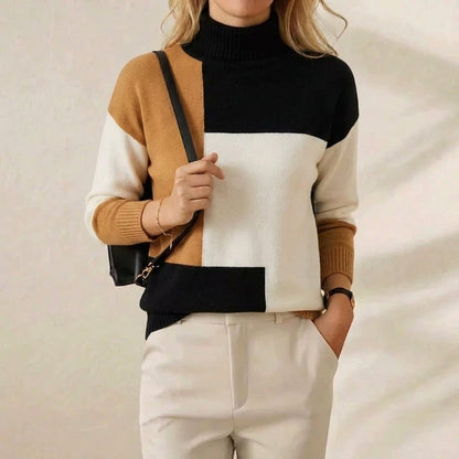 Jofrid – Stickad polotröja med colour block