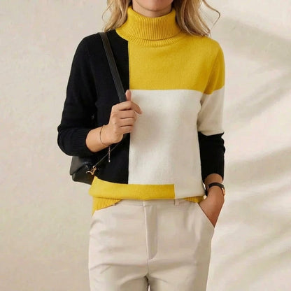 Jofrid – Stickad polotröja med colour block