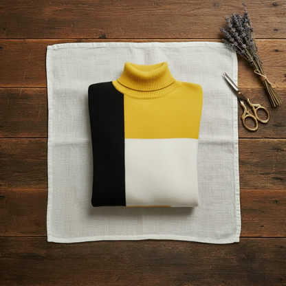 Jofrid – Stickad polotröja med colour block