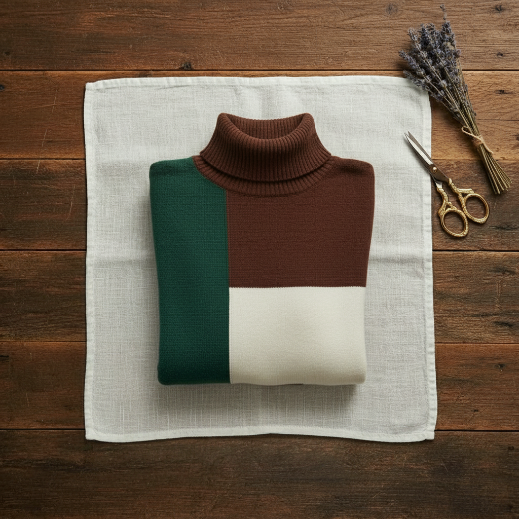 Jofrid – Stickad polotröja med colour block