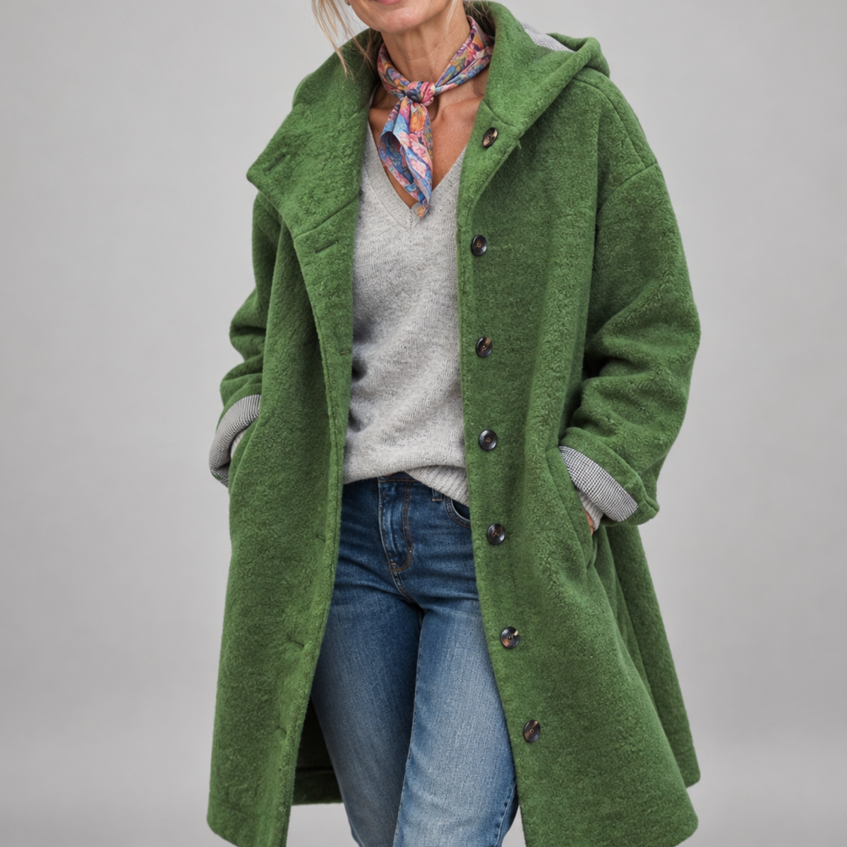 Stella – Luvkappa med knappar och fickor