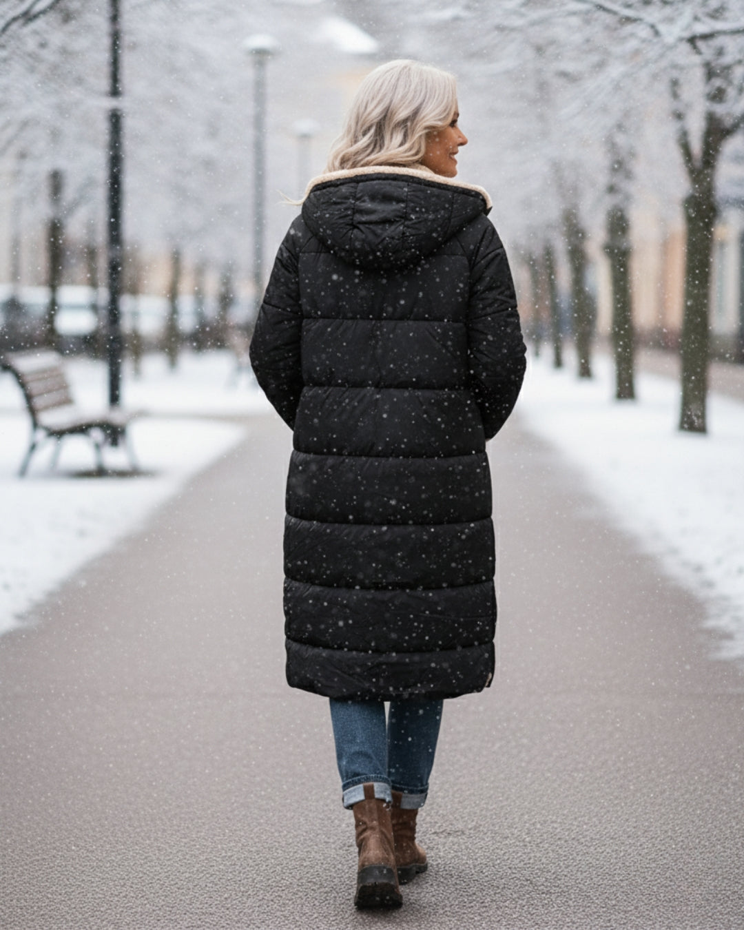 Cajsa – Vadderad vinterkappa med sherpafor