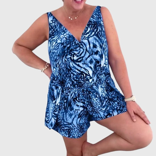Sonja – Ärmlös playsuit med djurmönster