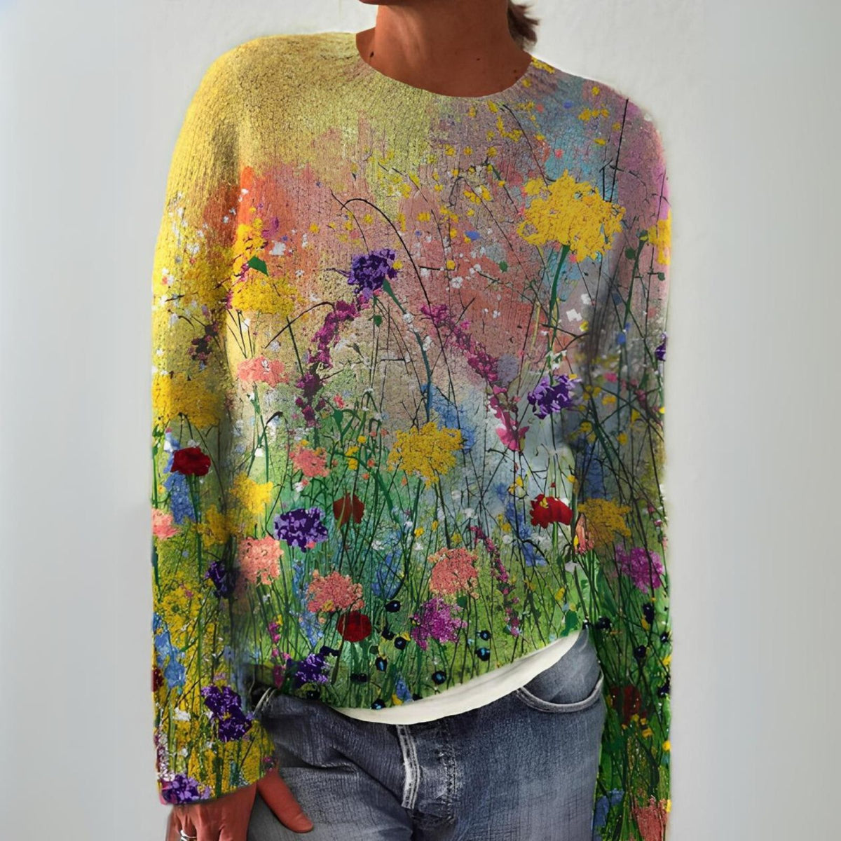Lotta – Tröja med vildblomstermönster