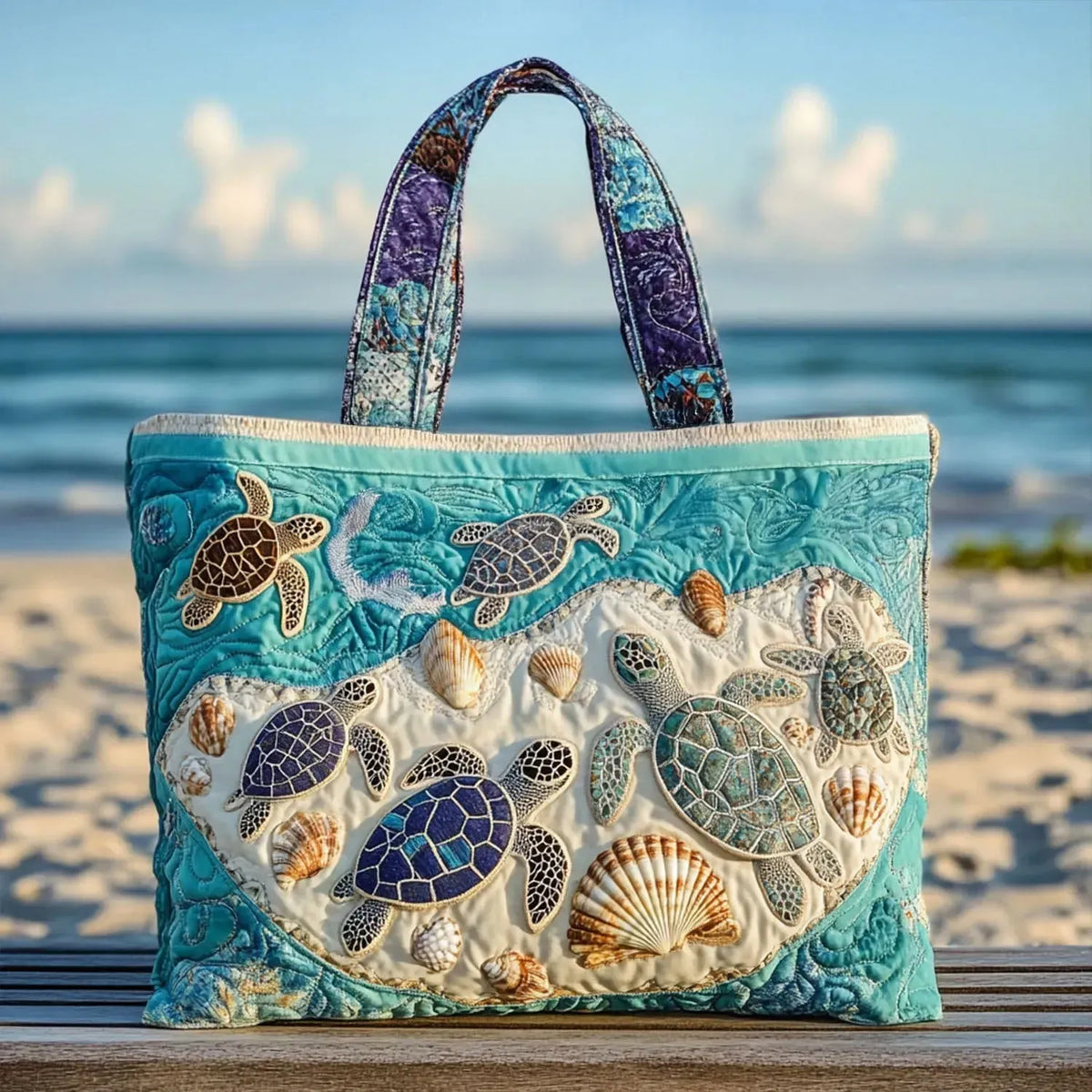 Beata – Quiltad toteväska med havsmotiv