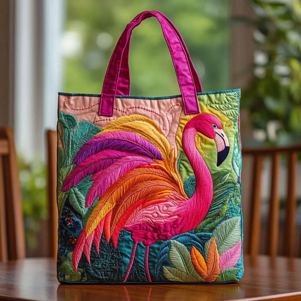 Gun – Quiltad toteväska med flamingo