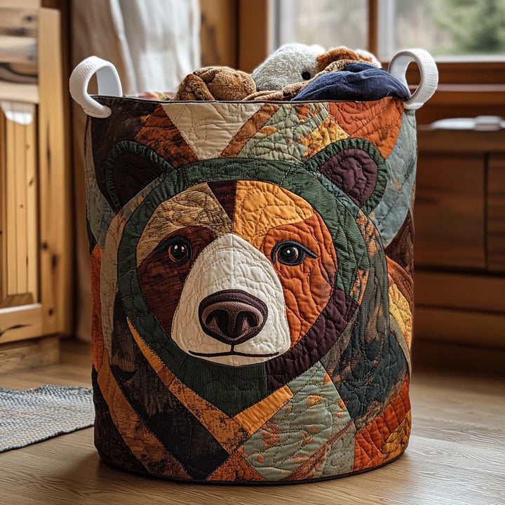 Sara – Quiltad förvaringskorg med björnmotiv