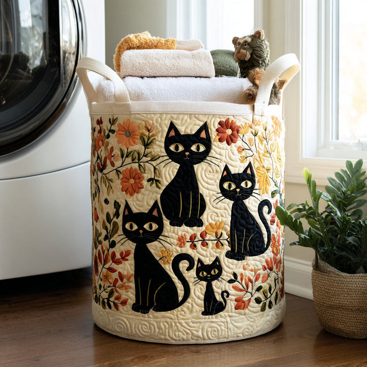 Vendela – Quiltad förvaringskorg med kattmotiv