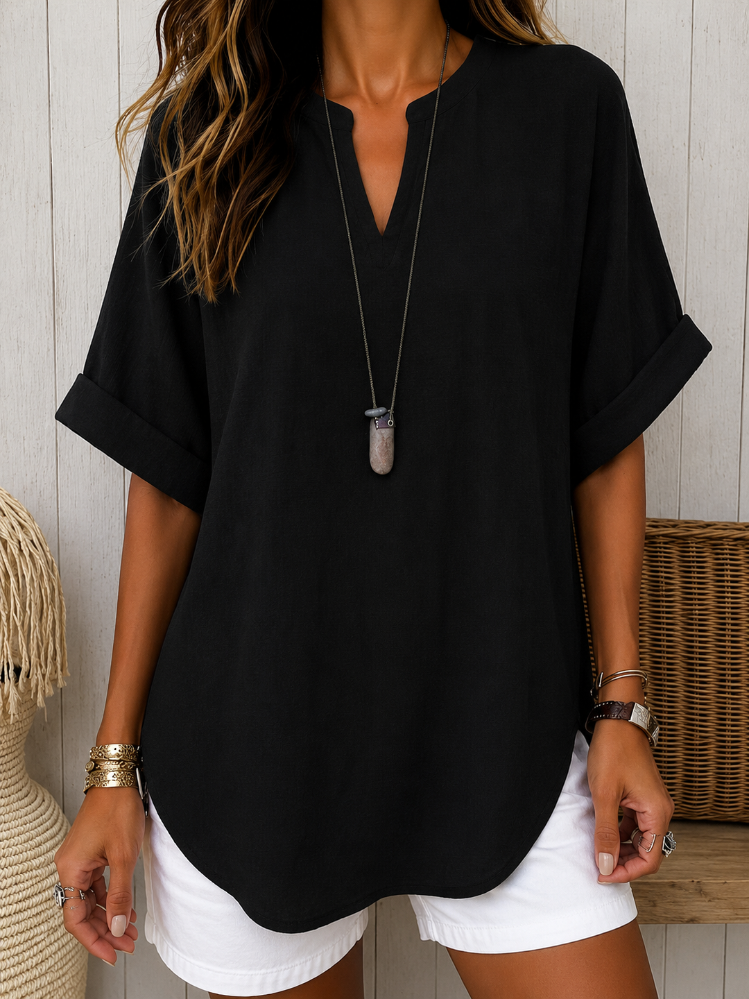 Katarina – Kortärmad blus i enkel elegant stil