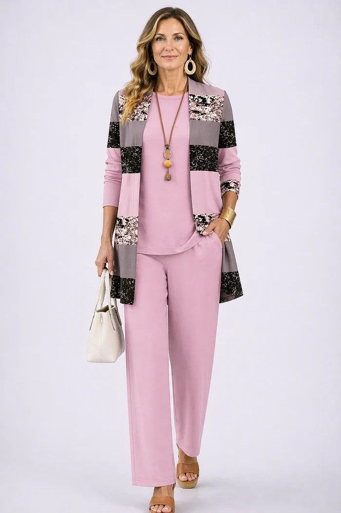 Josefin – Elegant tredelat set med bladmönster