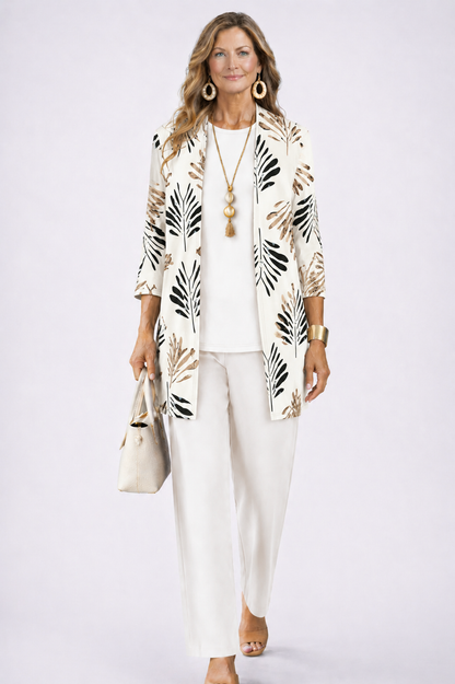 Josefin – Elegant tredelat set med bladmönster