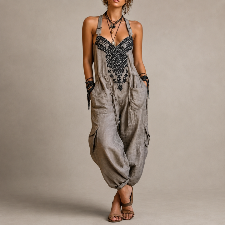 Beda – Bohemisk haremsjumpsuit med broderi