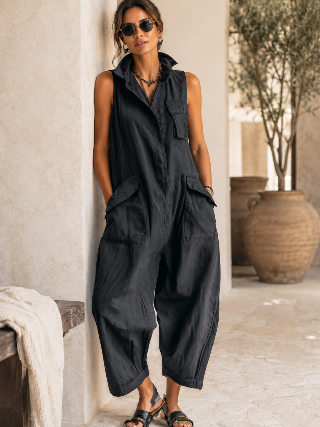 Sonja – Ledig jumpsuit med stora fickor