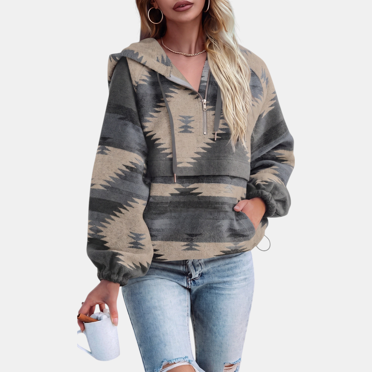 Emma – Oversized huvtröja med grafiskt mönster