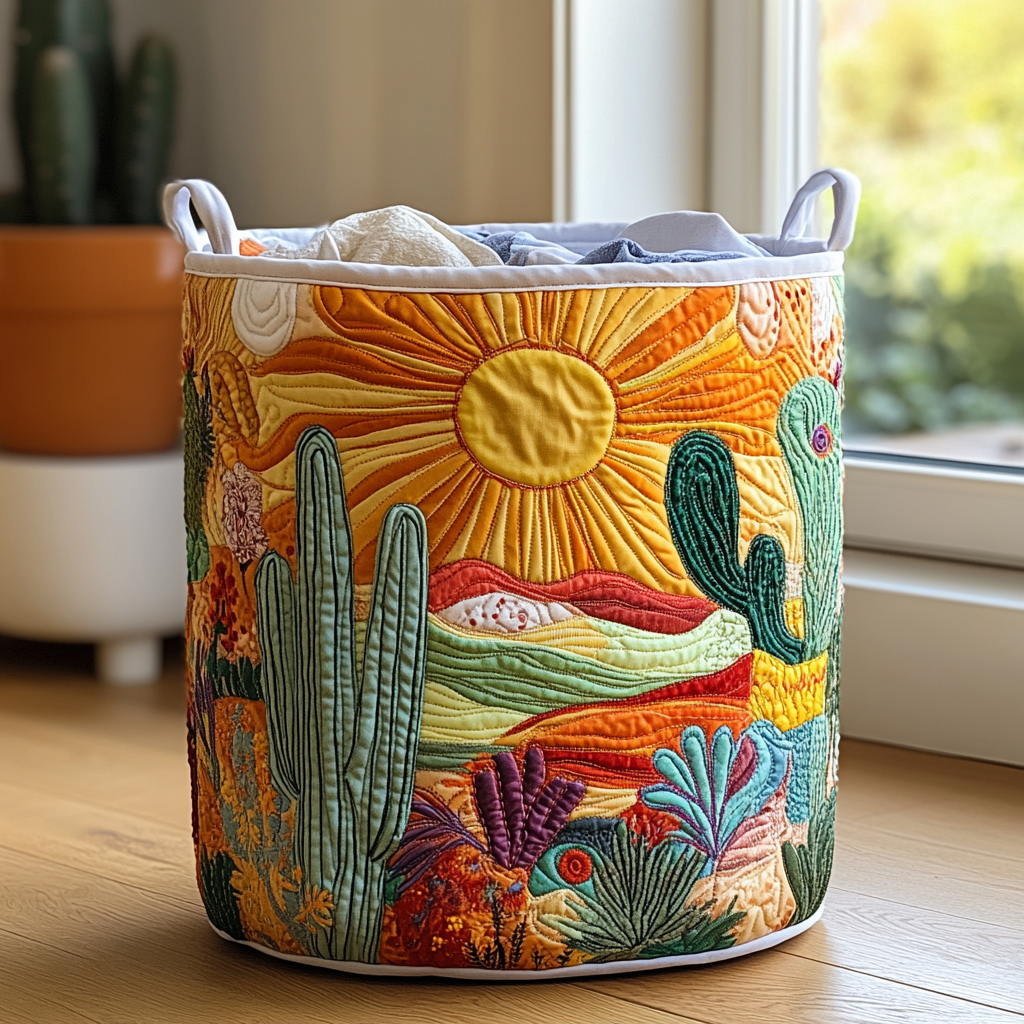 Filippa – Quiltad förvaringskorg med blomlandskap